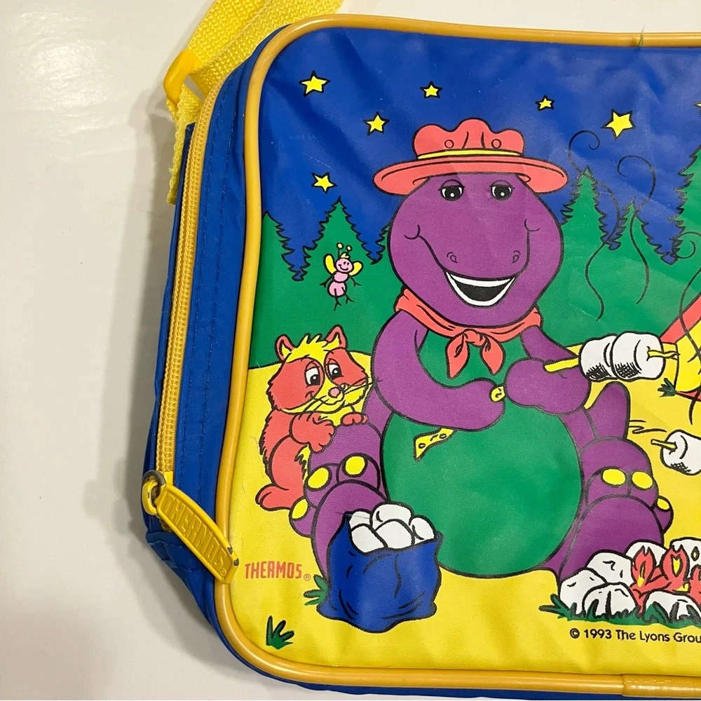 VTG THERMOS 1993 Barney & Baby Bop Soft Vinyl Lunchbox w/ Shoulder‎ Strap RARE